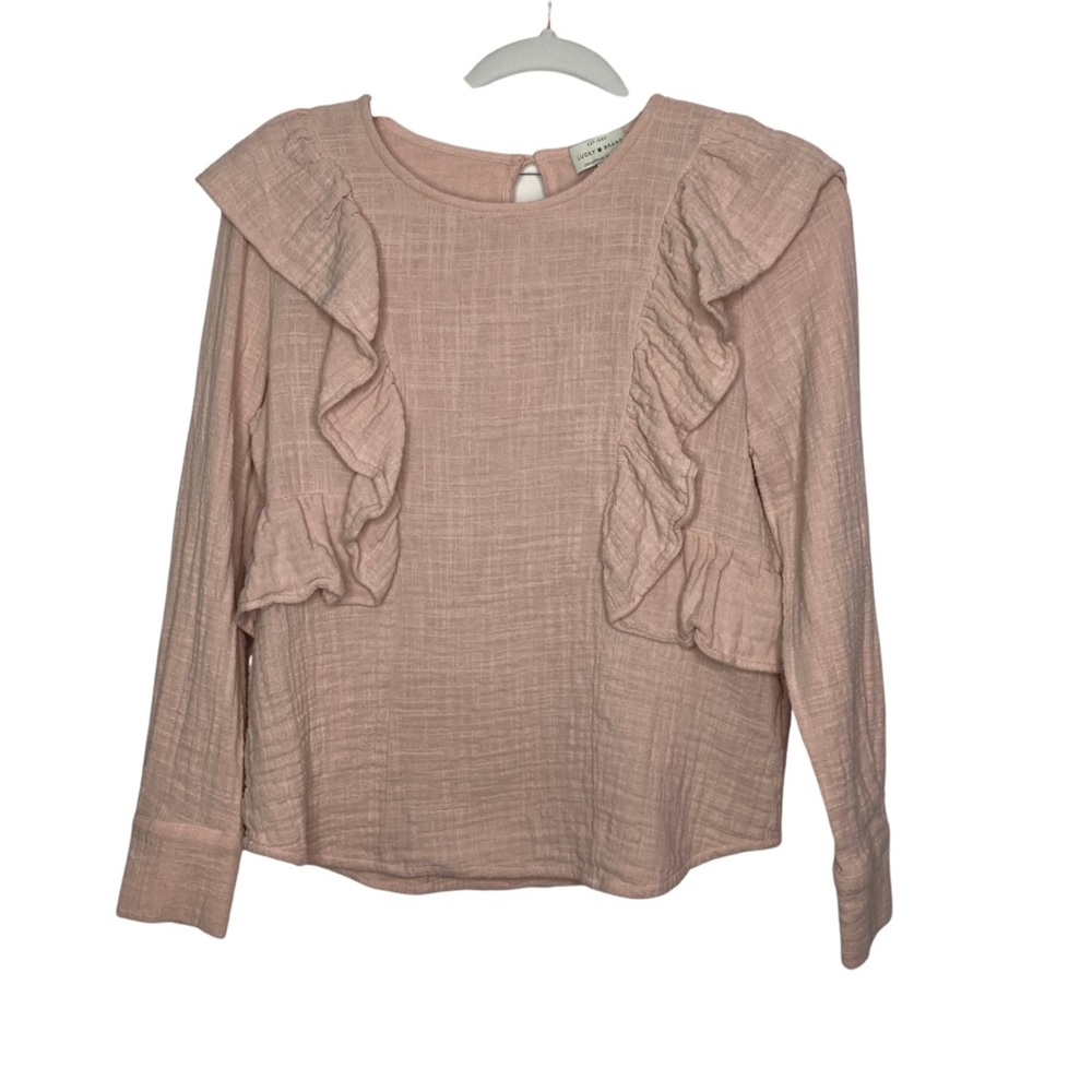 Lucky Brand Dusty Pink Ruffle Long Sleeve Top Size S